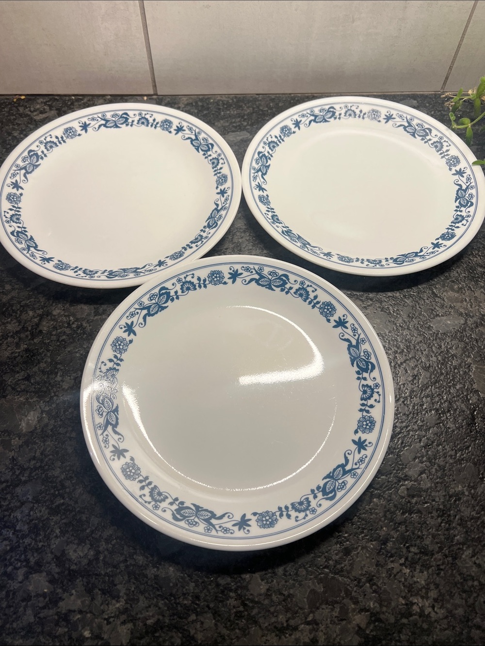Vintage Corelle Old Towne Blue or Blue Onion luncheon or salad Plates - Set of 3